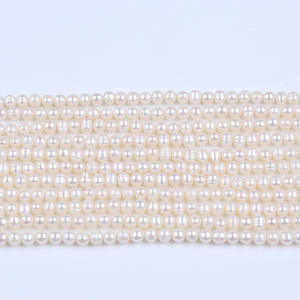 Chaîne de perles d'eau douce naturelles de Zhuji, 5-6 mm, perles blanches ovales, matériel de fabrication de collier et de bracelet pour femmes - Product Image 3