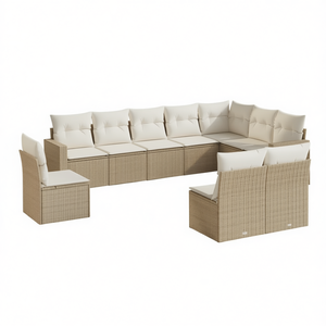 Large Beige PE <b>Rattan</b> Garden <b>Sofa</b> Set Adjustable Outdoor Furniture 10 Seater Contemporary Design - Product Image 1