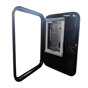 <span class=keywords><strong>Puerta</strong></span> Redonda Negra Personalizada para Autocaravana, Remolque o <span class=keywords><strong>Caravana</strong></span>, con Ventana Abrible, Persiana y <span class=keywords><strong>Mosquitera</strong></span> - Product Image 3