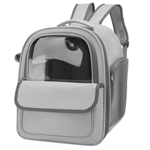 Transportador de pájaros duradero y cómodo cuadrado gris con paneles transparentes y lados de malla percha segura para viajes de loros y perros - Product Image 1