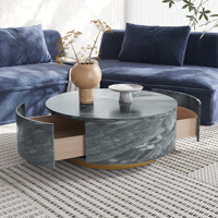 Table basse ronde moderne en MDF marbré avec tiroir, en stock aux États-Unis, livraison directe, par VOXHOME