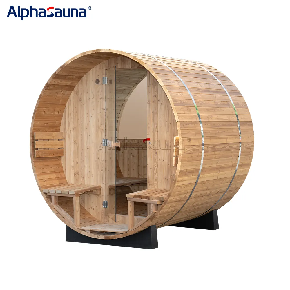 Outdoor Sauna 2 Person With Transom Windows Hemlock Wood Large Barrel Outdoor Sauna For Sale