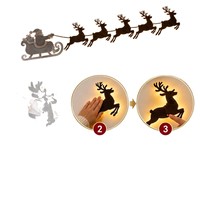 LED-beleuchteter Weihnachtsschmuck aus Holz, Weihnachtsmann-Schlitten, Christbaumschmuck, Weihnachtsgeschenk, Fensterdekoration