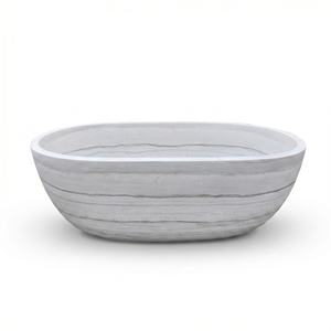 Baignoires Modernes Sur Mesure de Luxe, Exclusives en Marbre Blanc / Marbre Blanc et Bois, Autoportantes pour Salles de Bain de Villas et Hôtels - Product Image 4