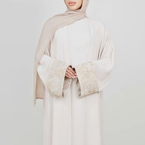 عباءة نسائية إسلامية مخصصة مع فستان كامل الطول، عباءات إسلامية مفتوحة بلون سادة للنساء المسلمات - Product Image 2