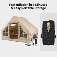 Tente de glamping gonflable avec pompe électrique, abri gonflable de luxe imperméable et sans odeur pour le camping familial en plein air, 4-6 personnes