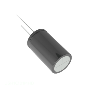 Condensateur canal fabricant CAP ALUM 100UF 20% 16V RADIAL TH USH1C101MHD à montage traversant 100 uF - Product Image 1
