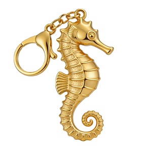 Porte-clés en alliage de zinc personnalisé, thème vie marine (hippocampes, dauphins, baleines, coquillages), artisanat cadeau, fabrication usine avec 23 ans d'expérience - Product Image 1