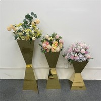 Support de fleurs en métal miroir doré, argenté et en acier inoxydable pour décoration de mariage, centres de table et décorations de table