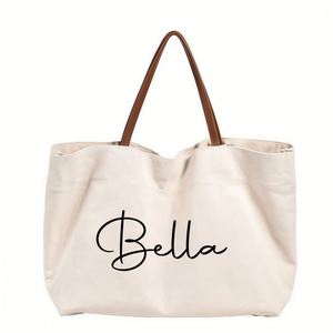 <b>Bridesmaid</b> <b>Bags</b>, Custom Name Canvas Tote <b>Bag</b>, Beach, Travel & Shopping Handbag for Women, Wedding Favors - Product Image 2