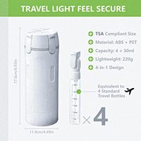 Flacons de voyage 4-en-1 conformes TSA, anti-fuite, rechargeables, portables, avec pompe en plastique pour shampoing, lotion, crème