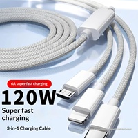 Nouveauté Câble de charge rapide multi-connecteurs haute puissance 3 en 1 66W 120W Câble de charge pour véhicule