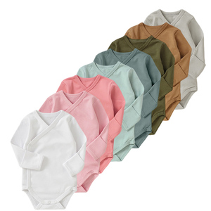 有机棉折叠袖口长袖按扣裆和服婴儿短裤 - Product Image 1