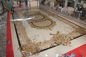 Tùy chỉnh hiện đại bằng tia nước đá cẩm thạch huy chương đá tự nhiên sàn <span class=keywords><strong>Inlay</strong></span> 1 năm bảo hành cho sảnh khách sạn biệt thự lối vào đánh bóng gạch - Product Image 6