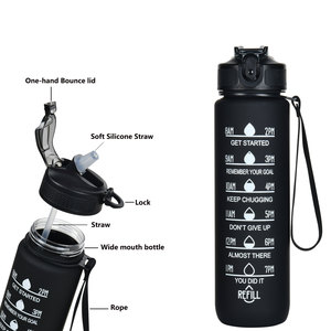 Commercio all'ingrosso in massa logo personalizzato motivazionale 1000ml palestra scala di misurazione sport bottiglia di acqua di plastica con indicatore di tempo - Product Image 5