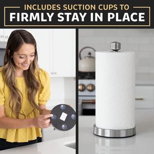 Portarrollos de Papel para Encimera, Desgarre con una Sola Mano, Acero Inoxidable, Base Pesada, para Cocina, Baño, Esenciales del Estilo Rústico - Azul - Product Image 5