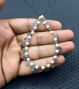 Unique 21 Pieces Natural Labradorite Gemstone Smooth Pear Shape Briolette Beads Blue Fire Jewelry Garden <b>Stone</b> - Product Image 3