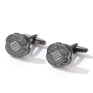 <b>Men's</b> Cufflinks High Quality Luxury Vintage Cufflinks <b>Men</b> Zircon <b>Gold</b> Round <b>Shirt</b> Cuff Links - Product Image 6