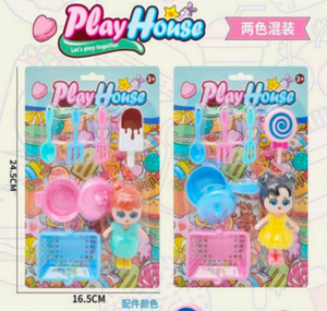 Ensemble de jouets de cuisine pour filles, jeu d'imitation en plastique avec poupée et ustensiles, 3 ans et plus - Product Image 3