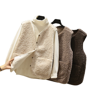 <span class=keywords><strong>Gilet</strong></span> in Peluche <span class=keywords><strong>Beige</strong></span> Chic Invernale, <span class=keywords><strong>Gilet</strong></span> in Cashmere per Donne, Nuovo <span class=keywords><strong>Gilet</strong></span> Senza Maniche Tinta Unita - Product Image 2
