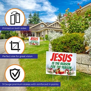 Panneau double face « Jésus est la raison de la saison » en plastique ondulé avec piquet en métal en forme de H, découpé en matériau PP - Product Image 5