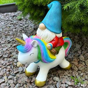 Statue de gnome <span class=keywords><strong>licorne</strong></span> <span class=keywords><strong>arc</strong></span>-<span class=keywords><strong>en</strong></span>-<span class=keywords><strong>ciel</strong></span> coloré pour décoration extérieure ou intérieure, ornement amusant pour jardin et terrasse - Product Image 6
