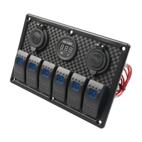 Fabrikpreis 6-Kreis Marine Boot RV Schalttafel mit Wasserdichten Schaltern & Digitalem Spannungsmesser 12-24V