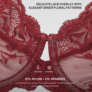 Soutien-gorge balconnet à armatures en dentelle sexy <span class=keywords><strong>pour</strong></span> femmes grandes tailles, sans doublure, avec bonnets en maille et effet lissant latéral, vente en <span class=keywords><strong>gros</strong></span> Waistdear - Product Image 4
