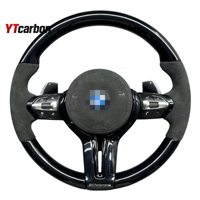 YTcarbon pour 5 6 X5 X6 E70 E71 E72 E60 E63 E64 F10 F12 F15 F85 F16 F86 Accessoires de voiture Volant en cuir noir brillant personnalisé
