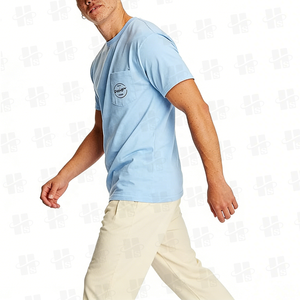 Camisetas de Manga Curta 100% Algodão com Design Personalizado para Atacado, Moda Masculina com Bolso Frontal - Product Image 4