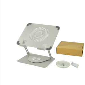 Support pour ordinateur portable en acier et silicone, avec ventilateur RGB pivotant, hauteur réglable, rotation à 360 degrés, ergonomique, vente en gros, nouveauté - Product Image 5