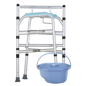 Chaise <span class=keywords><strong>de</strong></span> toilette réglable pour adultes avec récipient, commode portable en acier pour personnes âgées, idéale pour le chevet - Product Image 4