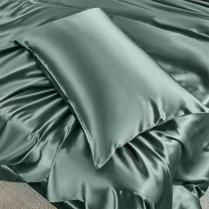Dark green customised size bedding set silk bed covers 4pieces mulbery silk bedding set silk sheet
