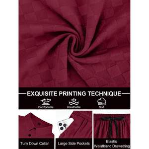 Ensemble de survêtement en velours pour homme, 2 pièces, chemise à manches courtes et short, tenue décontractée pour la plage - Product Image 4