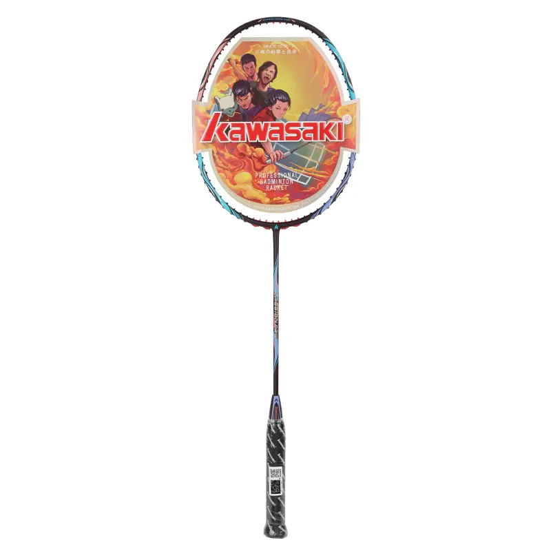 Kawasaki Badminton Racket with Badminton Bag Shuttlelocks Grip Accessories 18-28LBS Tension Professional Sports Equipment