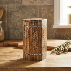 Urna Funeraria de Madera para Cenizas de Adultos, Caja Conmemorativa con Hojas Talladas, Urna Columbaria para Entierro - Product Image 2