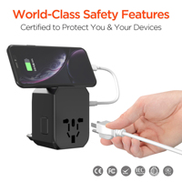Adaptador de Viaje USB con Enchufe Eléctrico de Última Tecnología Wontravel, Compatible con SDK, 4 USB + 1 Tipo-C 5V 5600mA 100-240V