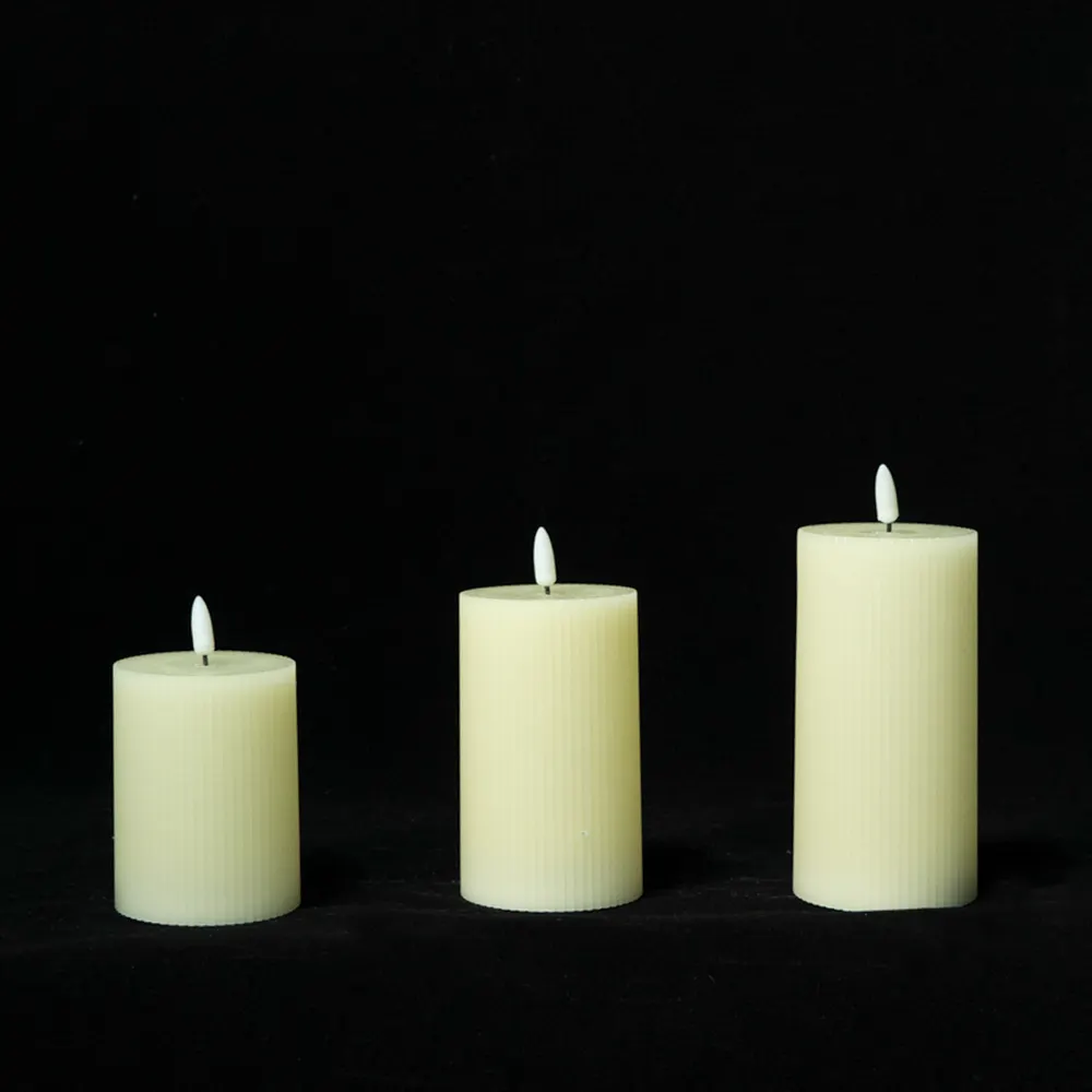 Real wax battery flameless light new led candle magic decorative pillar wedding electric candle