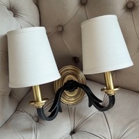 Lampe murale rétro en cuivre, style américain simple et moderne, pour salon, chambre à coucher, double tête, pour l'intérieur