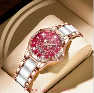 Reloj para mujer Venta caliente Moda Diamante POEDAGAR 362 Casual Acero inoxidable Banda Relojes de cuarzo