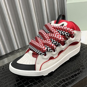Baskets plateforme rétro en cuir unisexe Lanvine de haute qualité, chaussures de marche décontractées de luxe à lacets, résistantes à l'usure pour l'extérieur - Product Image 1