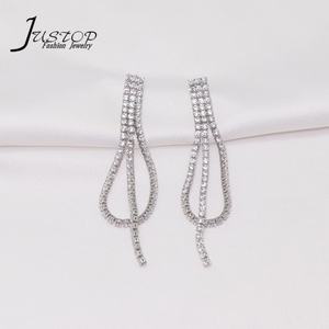 Mode luxe véritable plaqué or strass Long gland brillant cristal boucles d'oreilles pendantes respectueux de l'environnement unisexe - Product Image 5