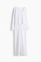 Sweethoney OEM – Ensemble de pyjama vintage blanc en coton peigné 100 % avec pointelle, tricot ajouré, manches longues, pour femme