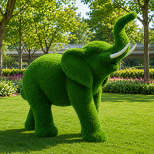 Sculpture d'<span class=keywords><strong>éléphant</strong></span> en fibre de verre avec finition gazon artificiel pour décoration de jardin extérieur et exposition d'art public - Product Image 4