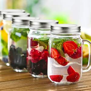 Holesale-Jarra de cristal de 8oz con tapa y mango para bebidas, té helado y limonada, boca regular - Product Image 3