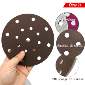 Disque de ponçage en mousse rouge de 6 pouces à 17 trous avec fixation auto-agrippante, abrasif, pour ponçage humide et sec, pour le polissage du métal et du bois - Product Image 2