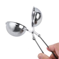 Théière en argent et or à usage domestique, maille en forme de boule, filtre à herbes et épices, passoire en acier inoxydable Sus304, infuseur à thé avec Long manche