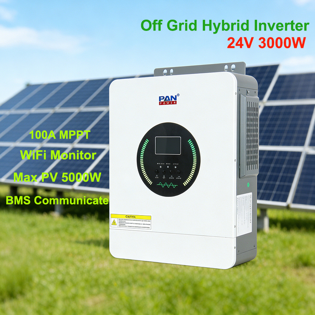 Intelligent 3KW On/Off-Grid Hybrid Inverter 24VDC With WiFi & BMS Compatibility for Residential Solar Supply