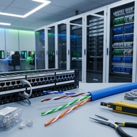 Kabel Jaringan LAN Ethernet CAT5 CAT5E CAT6 CAT7 CAT8 9-Konduktor 305M Berlapis Baja Kecepatan Tinggi CCA/Tembaga SFTP