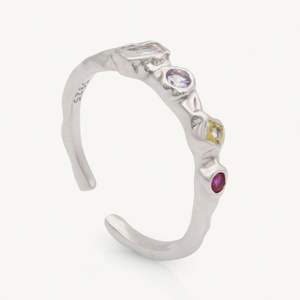 क्रिस एप्रिल थोक लॉट यूनिसाइज समायोज्य 925 स्टर्लिंग चांदी पुरुषों कैंडी जिरकॉन्स रिंग - Product Image 1